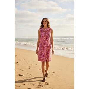 Jude Connally Floral Tank Dress Sz L Vibrant Print Pockets Sleeveless Resort